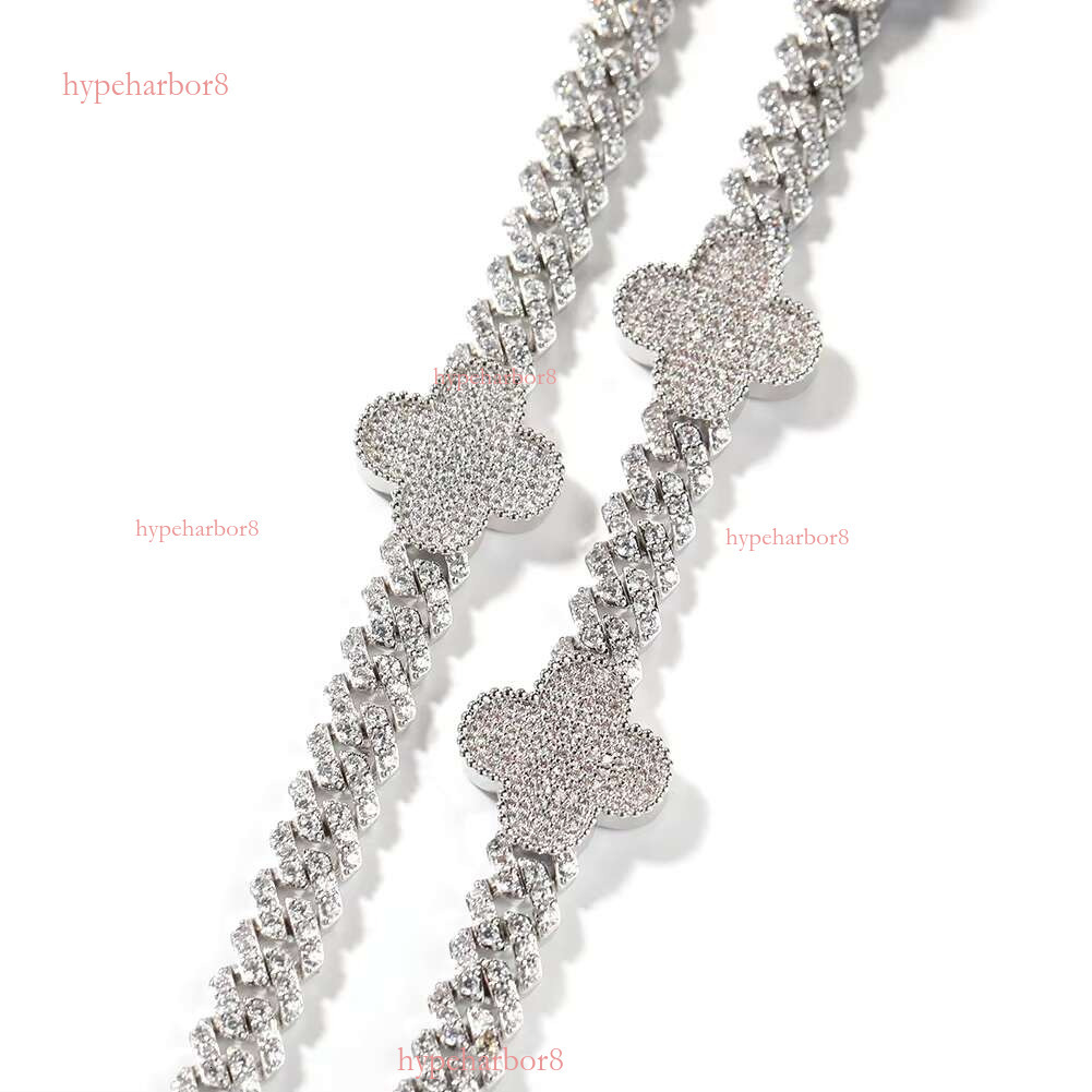 New Arrival 8mm Four Leaf Cuban Chain Fashion Sparkg 5A Zircon Clover Bracelet Jewelry Women Gold Plating