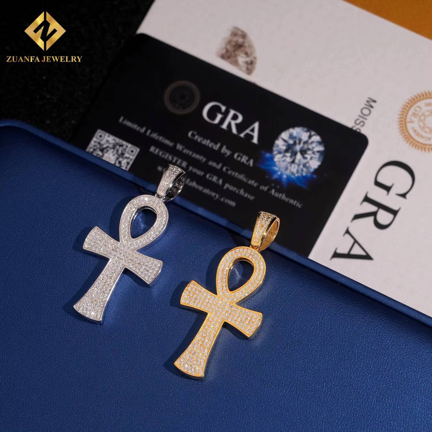 Trendy Jewelry Fine Pendants 925 Sterling Silver Hip Hop Cross Pendant Men Women Moissanite High Quality Gift