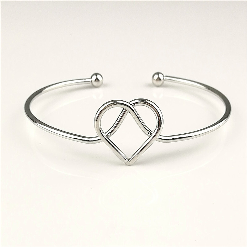 Fashionable and versatile tight hoop charm style heart-shaped for women with hollowed out opening bracelet