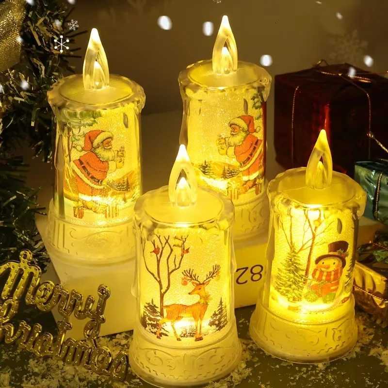 Flameless Led Candle Christmas Electronic Candles Santa Claus Tealight Flickering Battery Operated Lamp Christmas Wedding Decor W251107