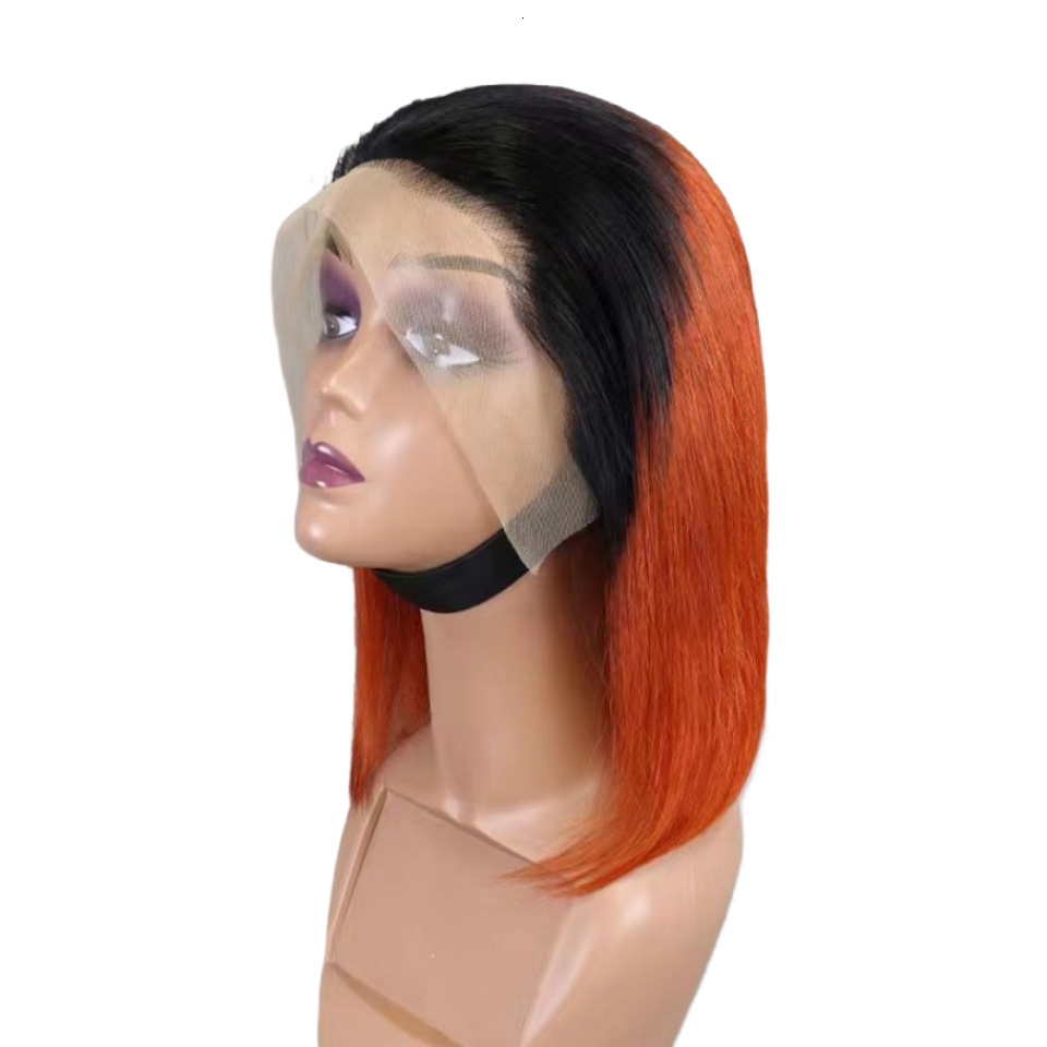 10A Brazilian 1B/350 Color 13 * 4 Frontal Bob Real Hair Front Lace Headset
