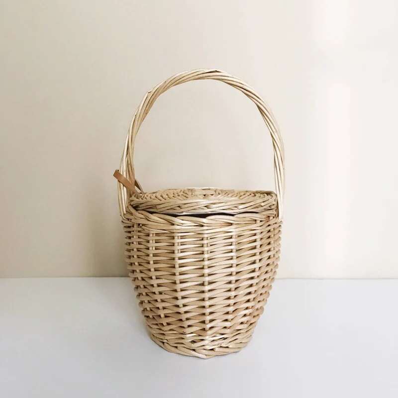 Women Beach Handbag Basket Straw Hand Cover Fashion Summer New Wicker Small Retro Rattan Tote Travel Clutch Bag Handmade