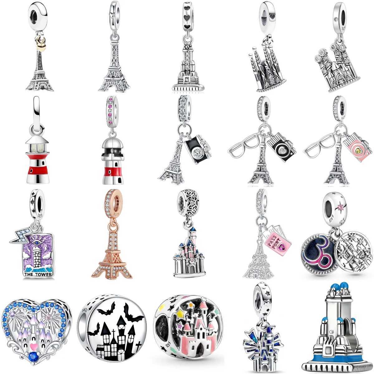 925 Sterling Silver Architecture Castle Tower Ferris Wheel Charms Fit Original Pendant Bracelets Necklace Women DIY Fine JewelryXJ251107