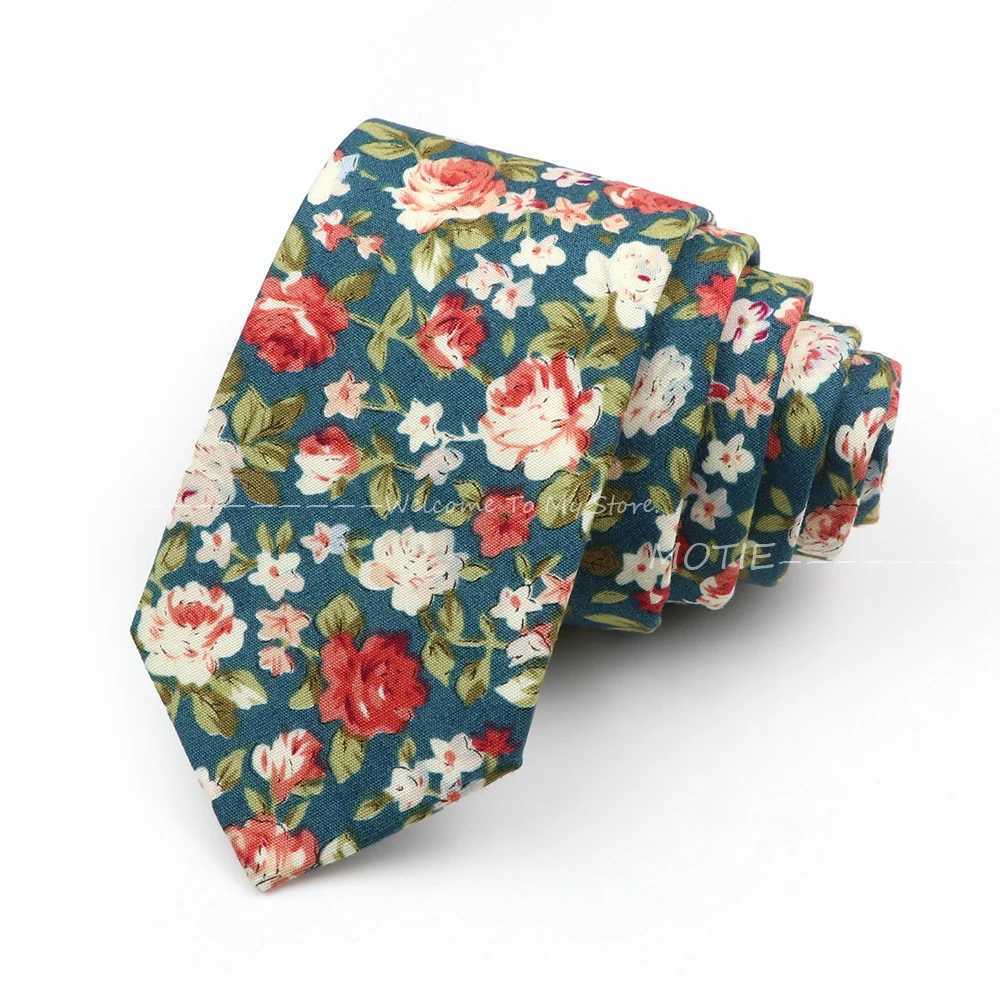 Pretty Lovely Floral Pattern Tie Cotton White Green Necktie For Wedding Business Party Daily Dress Decoration Accessories Gifts X250407