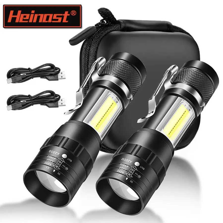 Portable LEDCOB Rechargeable Compact Telescopic Zoom Tactical Flashlight With Clip Outdoor Emergency ABS Torch WaterprootW251106