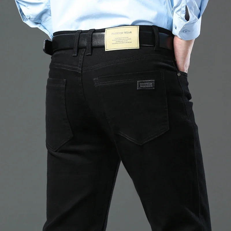 Classic style 3color autumn mens ultrathin brown jeans highquality business casual high stretch denim pants Trouser 250401