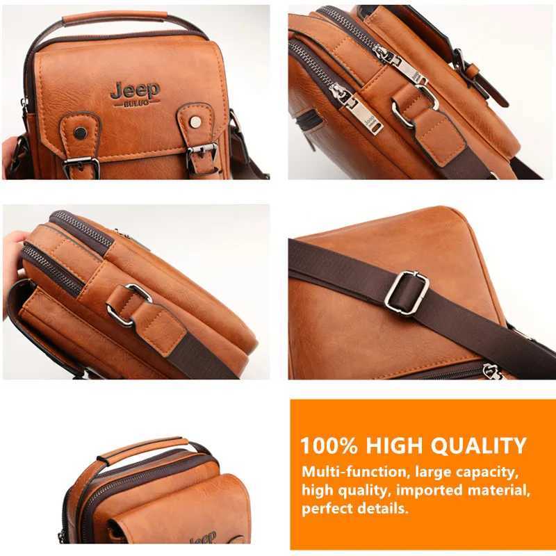JEEP BULUO Multi-function Business Handbags Men New Mans Shoulder Bag Large Capacity Leather Messenger Bag Crossbody Big BrandW251107