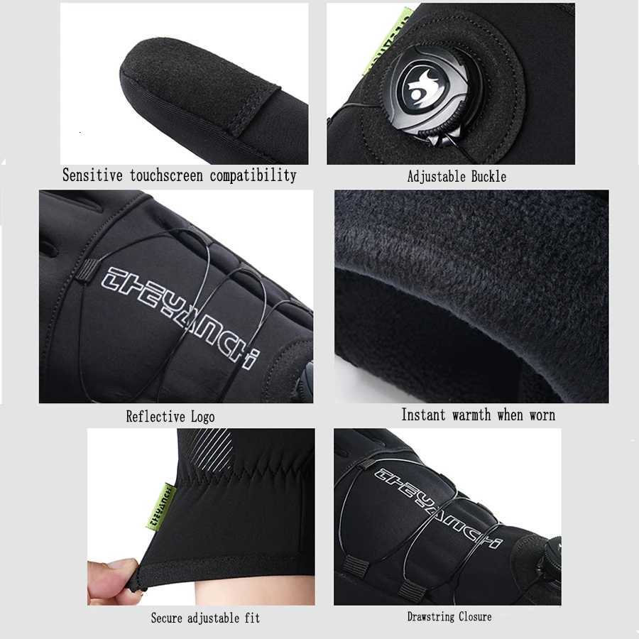 YANBIGUO Mens Winter Cycling Gloves With Touch Screen Adjustable Windproof Waterproof Gloves For Outdoor Motorcycle Skiing K251106