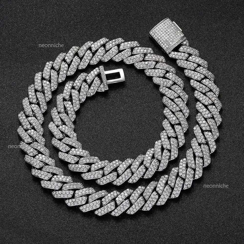 Hip Hop Shiny 15MM k Women Men Sier Color Rhie d Out Cuban Chain Punk Jewelry Necklace GiftXJ250219