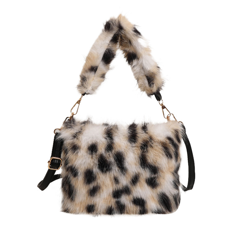 2025S Designer Women S Bag For Women New Trendy Autumn Handbag Cute Plush Internet Celebrity Versatile Leopard Pattern Crossbody Small Square Bag