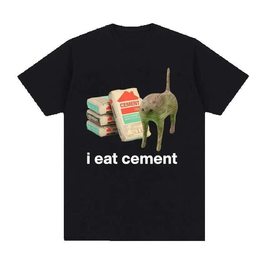 I eat cement cat Malta funny fans because of men and women's casual fashion short sleeved for men's oversized cotton T-shirts top