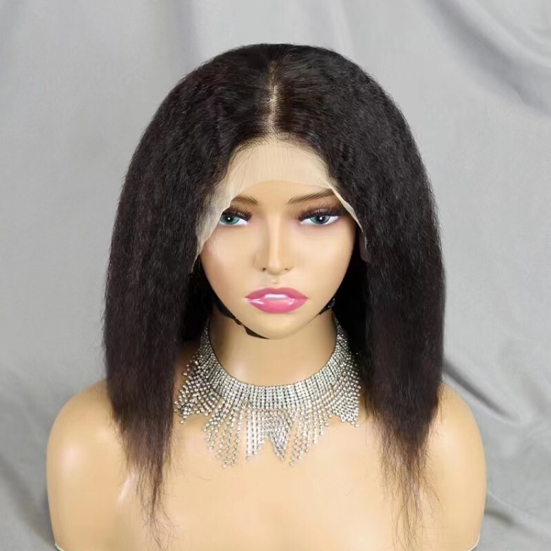 12A Kinky Straight Bob 13*4 Lace Frontal Brazilian Hair Wig