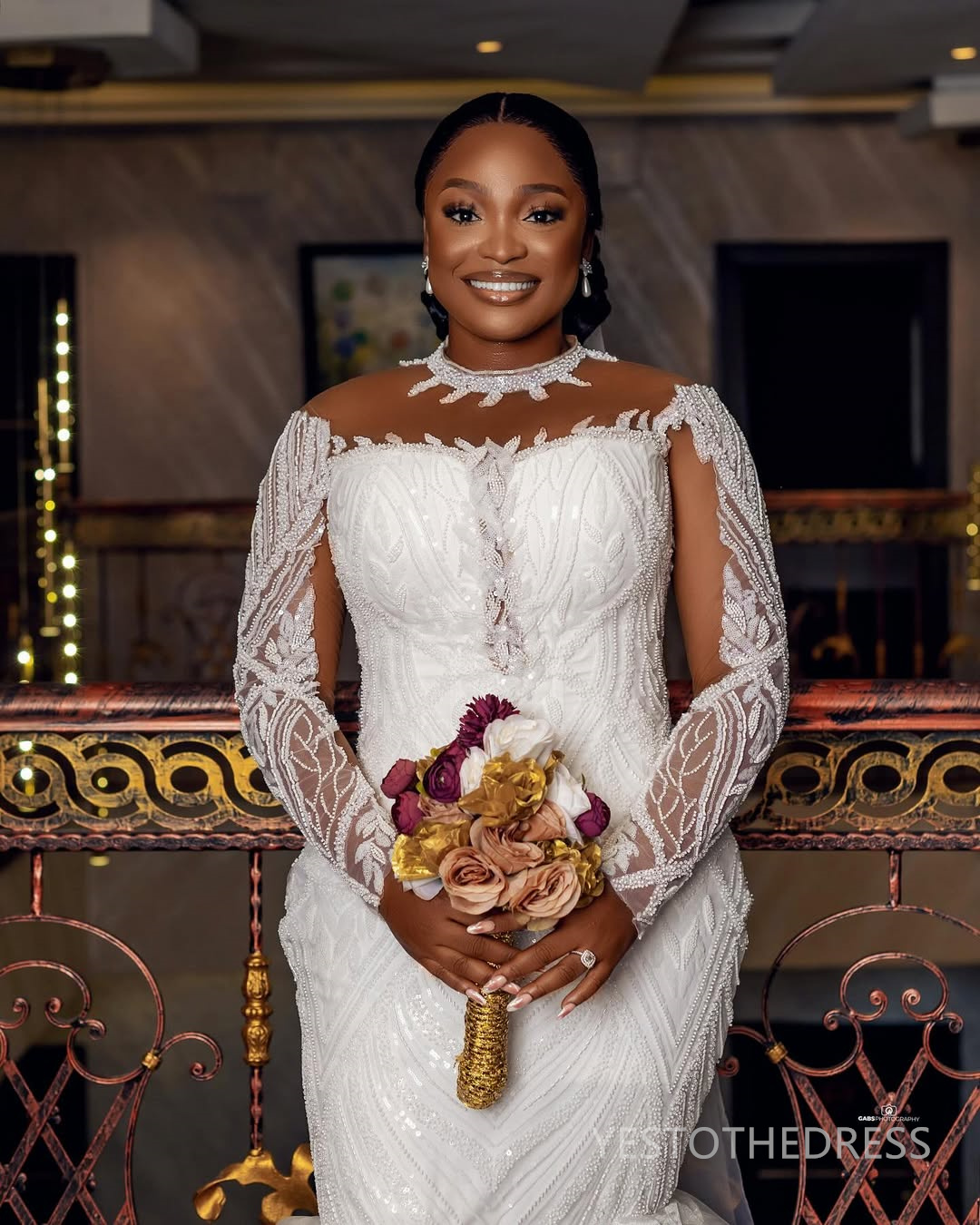 2025 Plus Size Mermaid Wedding Dress For Bride Bridal Gowns Long Sleeves Sheer Neck Long Sleeves Beaded Lace Tiered Tulle Wedding Gowns For African Bl
