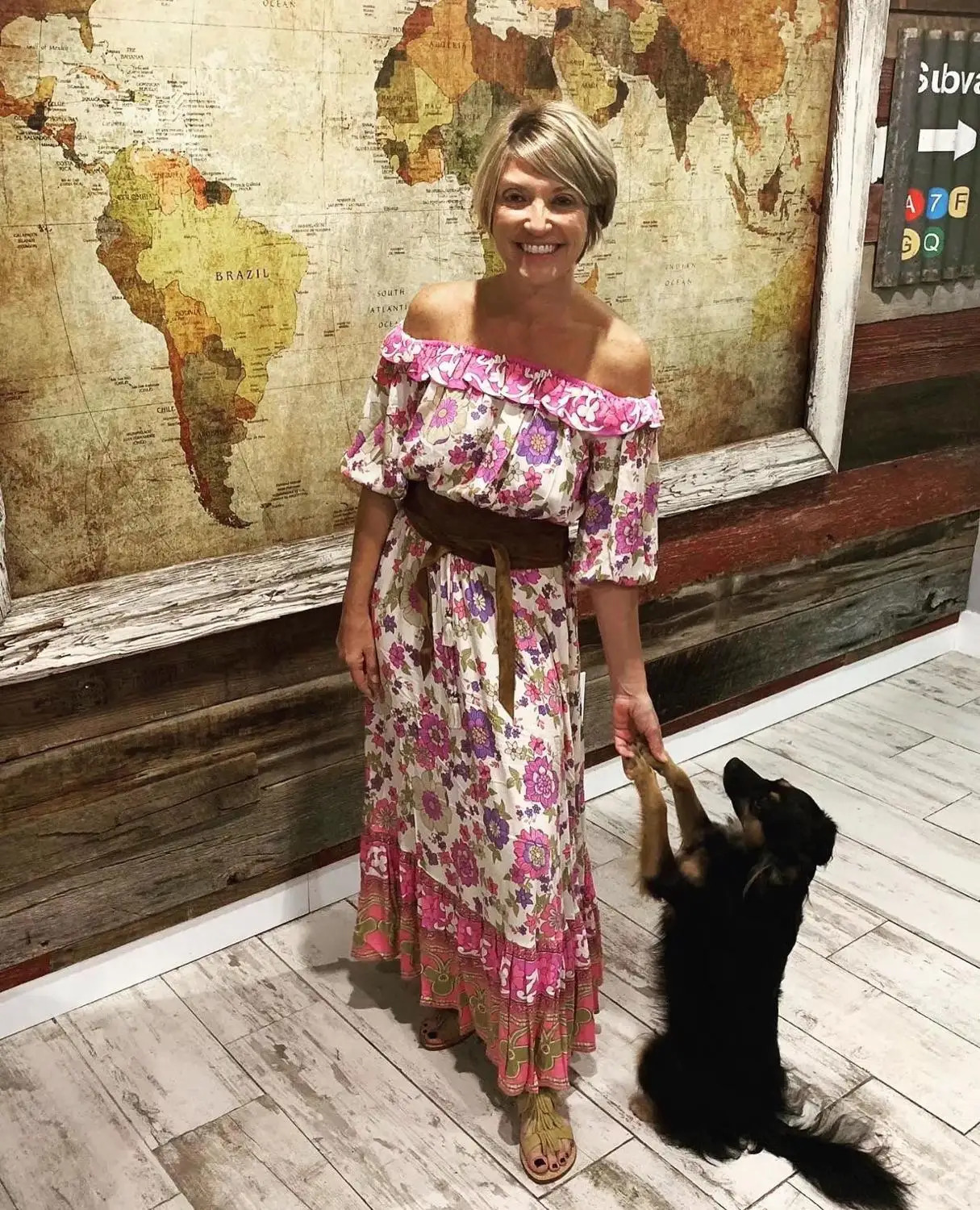 Bohemian Ruffle Elastic Collar Flower Printed Pullover Shirt Womens High Waist Long Skirt Pink Holiday 2piece Set 250313