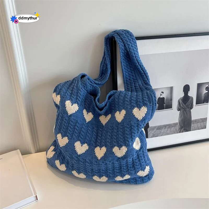Knitted Handbags Female Large Capacity Totes Women's Shoulder Summer Beach Bag Purses Casual Hollow Woven Shopping ddmythur