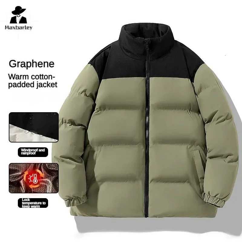 Winter Jacket Mens Classic Fashion Splicing Stand Collar Windproof Parka Korean Female Male All-match Down Cotton Padded CoatT251107