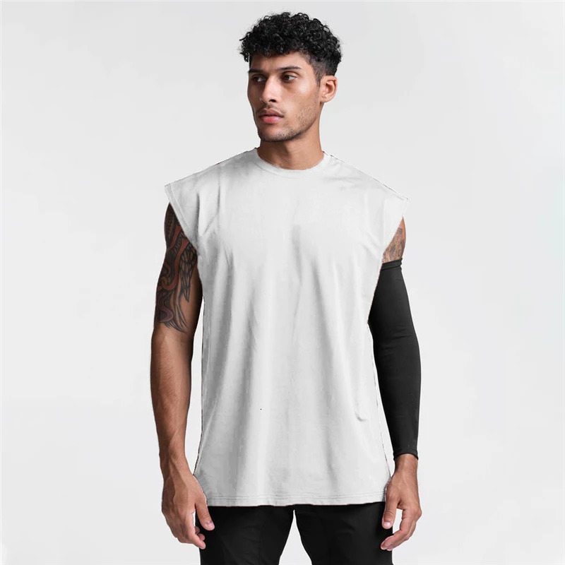 Mens fitness running breathable sports vest sports casual sleeveless T-shirt gym clothing 250403