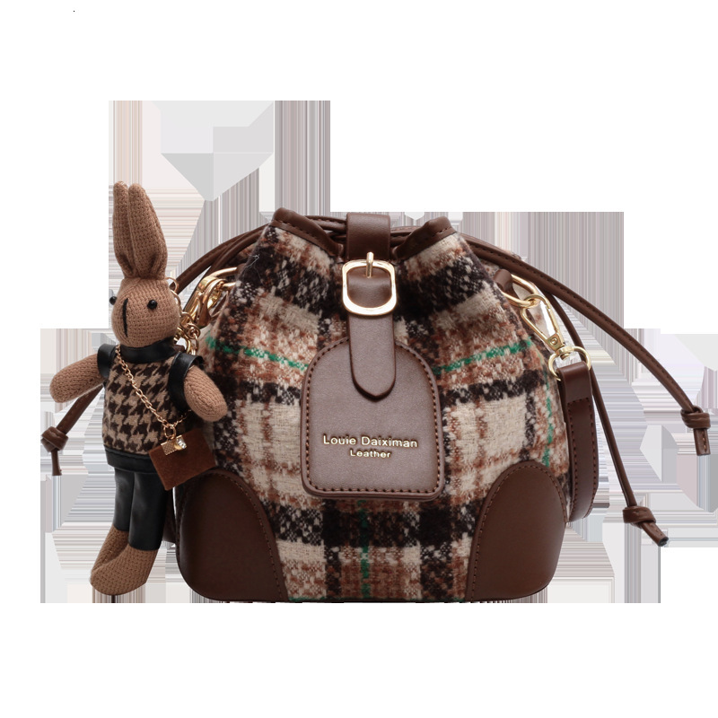 2025S Designer Women S Bag High End Color Blocked Crossbody Bucket Spring New Trendy Plaid Shoulder For Work Leisure Commuting Women S Bag