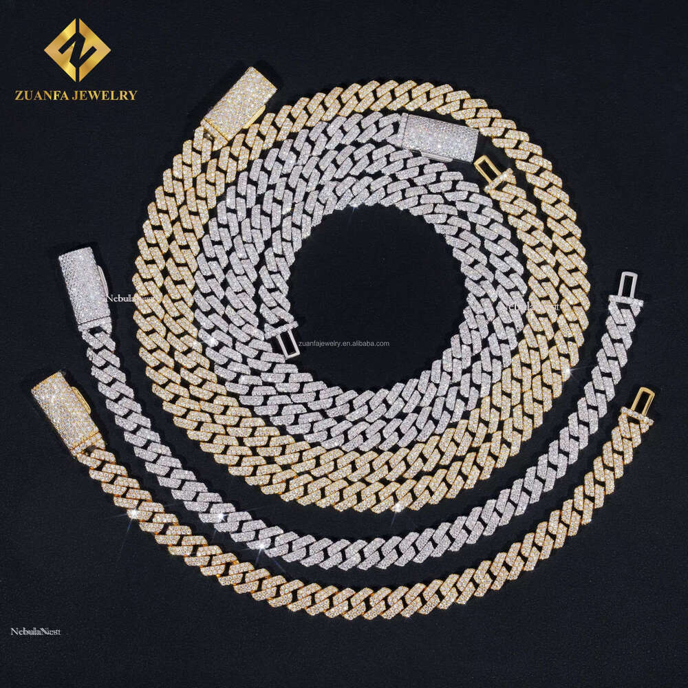 Rapper Hip Hop Necklace Pass Dia Tester Solid Sier 6MM 8MM 10MM 12MM Moissanite Cuban k Chain