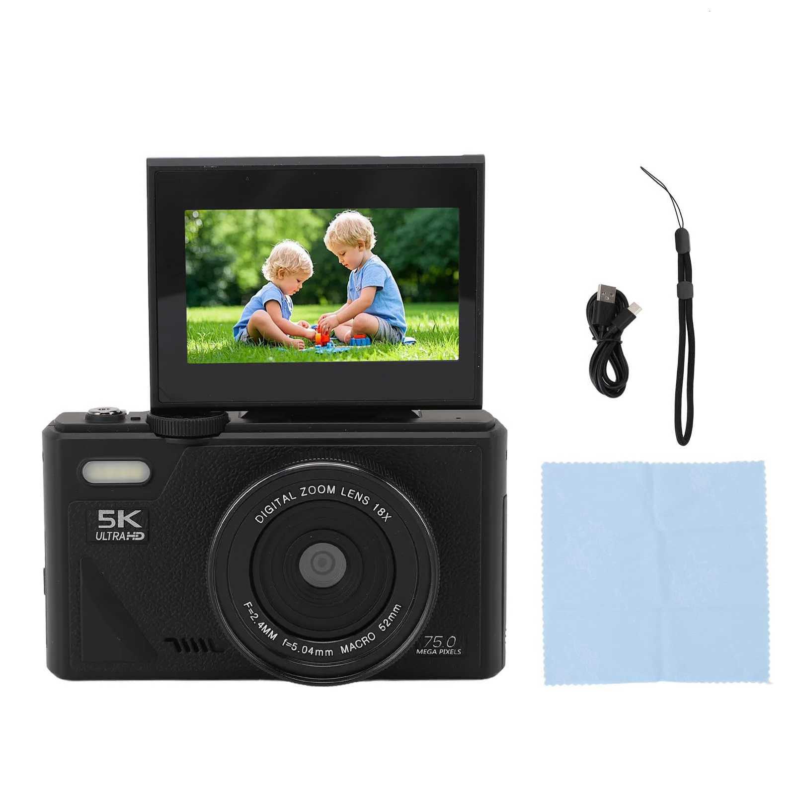 5K Digital Camera 75MP HD 18X Digital Zoom Autofocus Retro Mirrorless Camera with 3 Inch Screen for Travel PhotographyW251107