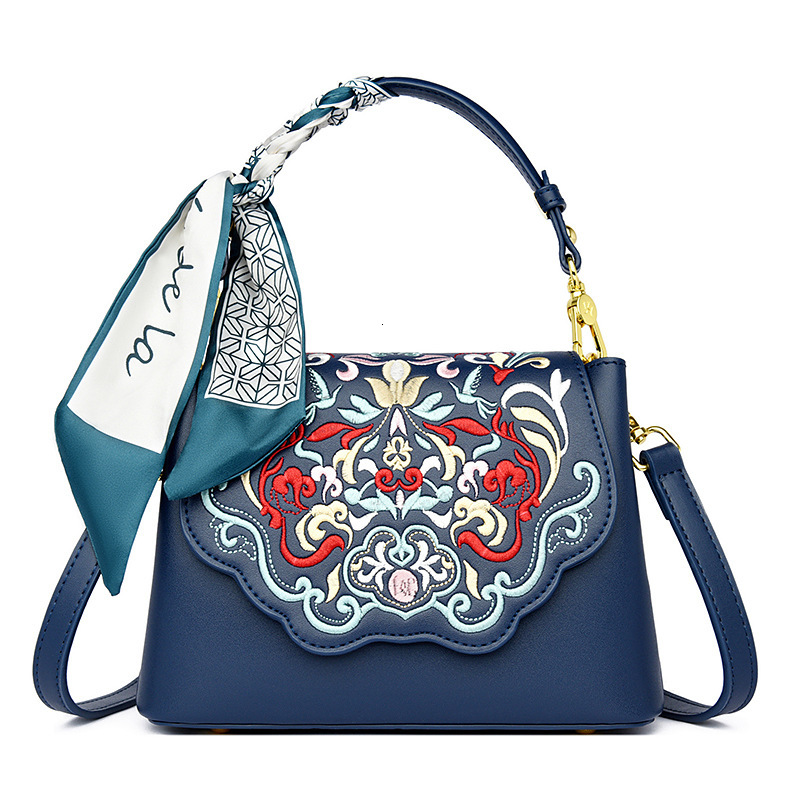 Embroidery Handbag Women's Retro Fashion Art Small Square Bag High Sense Crossbody Shoulder Bag