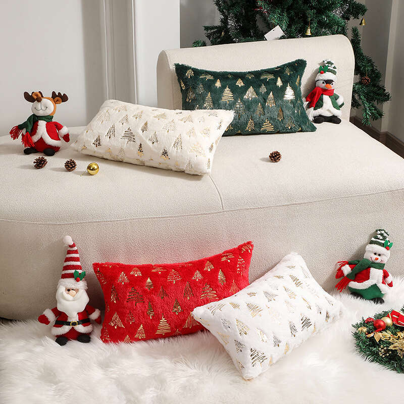 New Christmas Tree Gold Stamping Double-Sided Pillowcase Atmosphere Decoration Cushion Cover