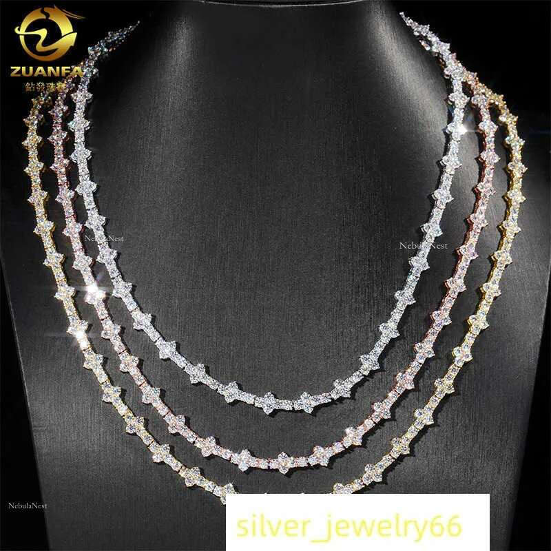 New sier moissanite tennis chain 3-4mm hip-hop mens and womens bracelet necklace HipHop