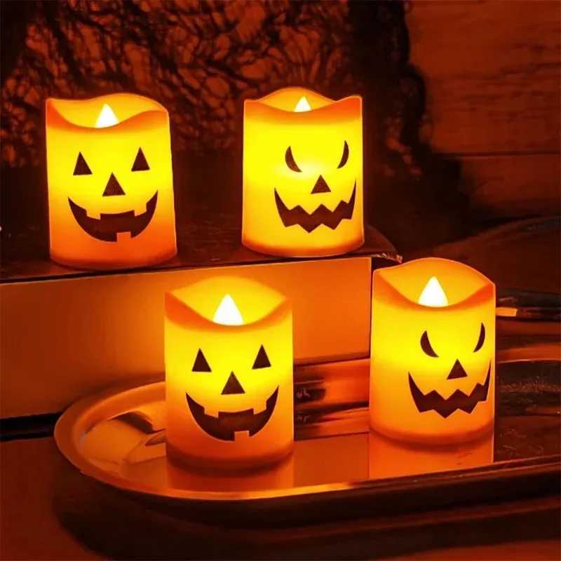 12/1PCS Halloween LED Candle Lights Ghost Electronic Glowing Pumpkin Lights Festival Party Decor Props Halloween Decorations W251107