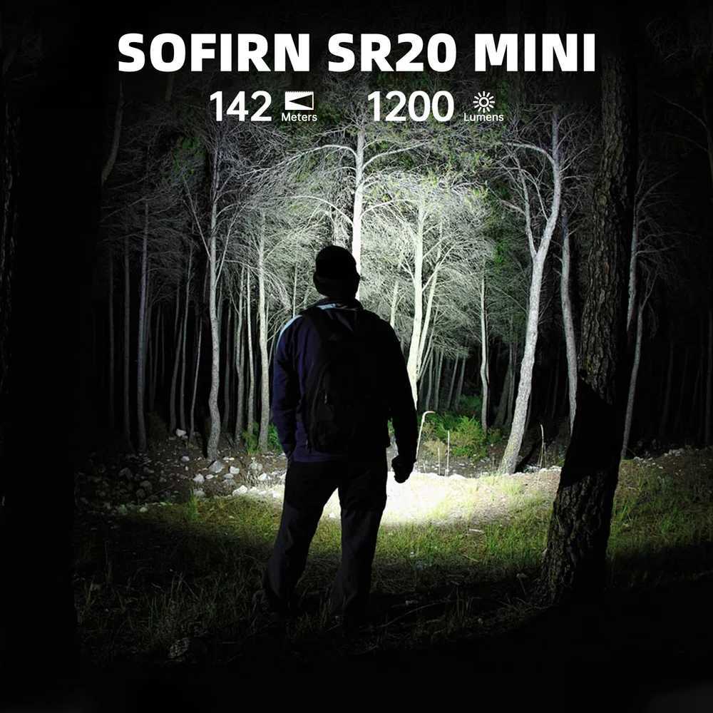 New Sofirn SR20 MINI 1200lm Flashlight 18350 USB C IP68 Waterproof with Red LED Key Light for Camping Emergency SituationsW251106