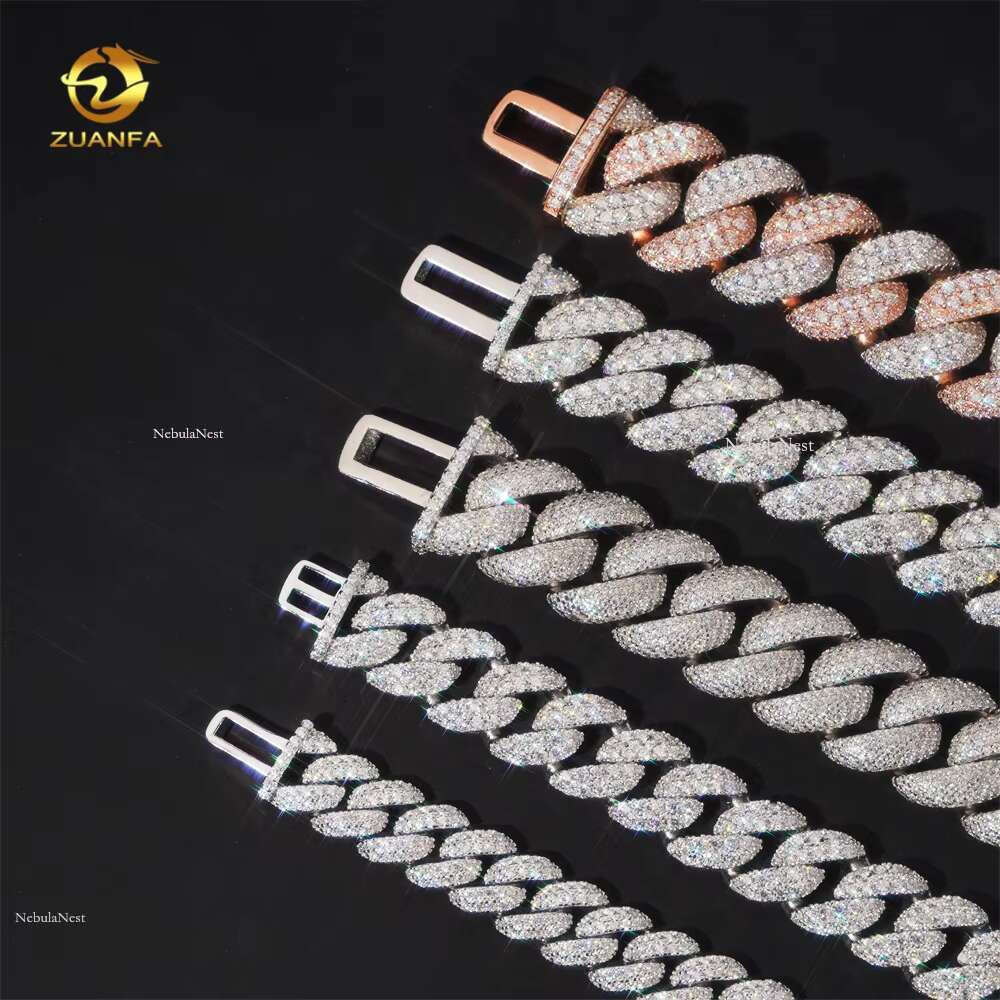 Rapper Jewelry Solid Heavy 930g 28mm Hip Hop Sier Iced Out Moissanite Miami Cuban k Chain