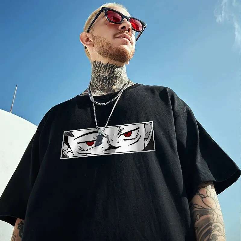 Loose Haruku Cotton Short Sleeve Japanese Anime Printed T-Shirt Men Women Manga Tops Summer Casual Oversized Tee Y2k Clothes