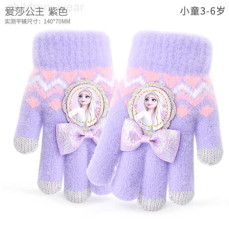 Disney Five-Finger Gloves Winter Girls Toddler Kindergarten Fingered Baby Cute Kids Winter Elsa Princess H251107