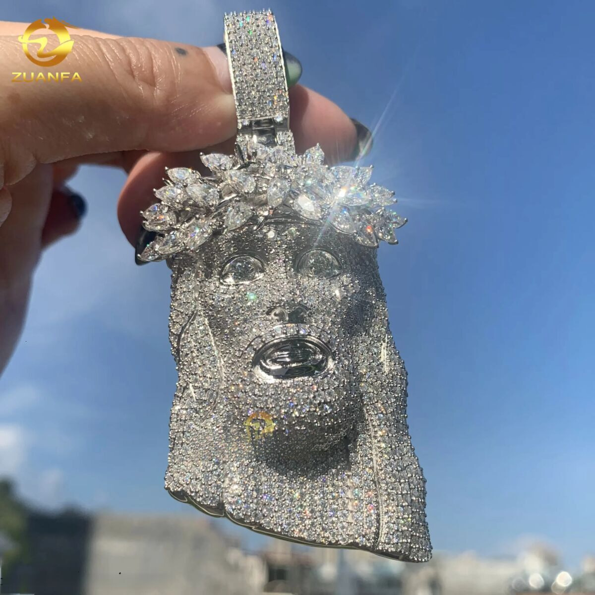 Exquisite Big Piece 3D Jesus Pendant Moissanite Pendants Iced Out Dias custom moissanite pendant Religious Jewelry