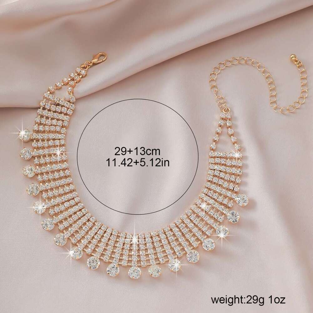 Hot selg high cold wind water droplet studded dia collarbone chain banquet graduation party wedding urious high-end necklace