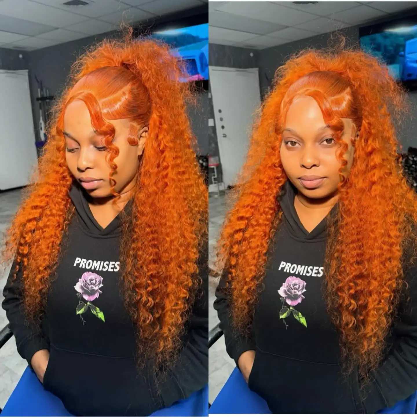 Orange Ginger Lace Front Wig Curly Human Hair Wigs 30 32 Inch Deep Wave Frontal Wig 13x4 13x6 HD Lace Front Human Hair Wig W251107