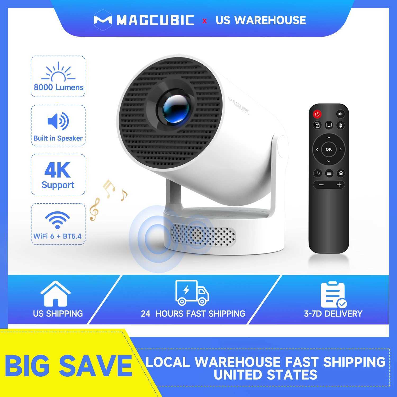 Magcubic HY300 Pro + Projector 4K 720P With 5W Speaker Android 11 8000 Lumens WiFi 6 BT5.4 Outdoor Video Home Theater Projector X250407