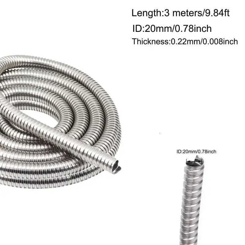 3 Meter 304SS Corrugated ible Conduit Pipe 4-20mm Inner Diameter Cable Protection Sle for Autotive Wiring hinery Y251107