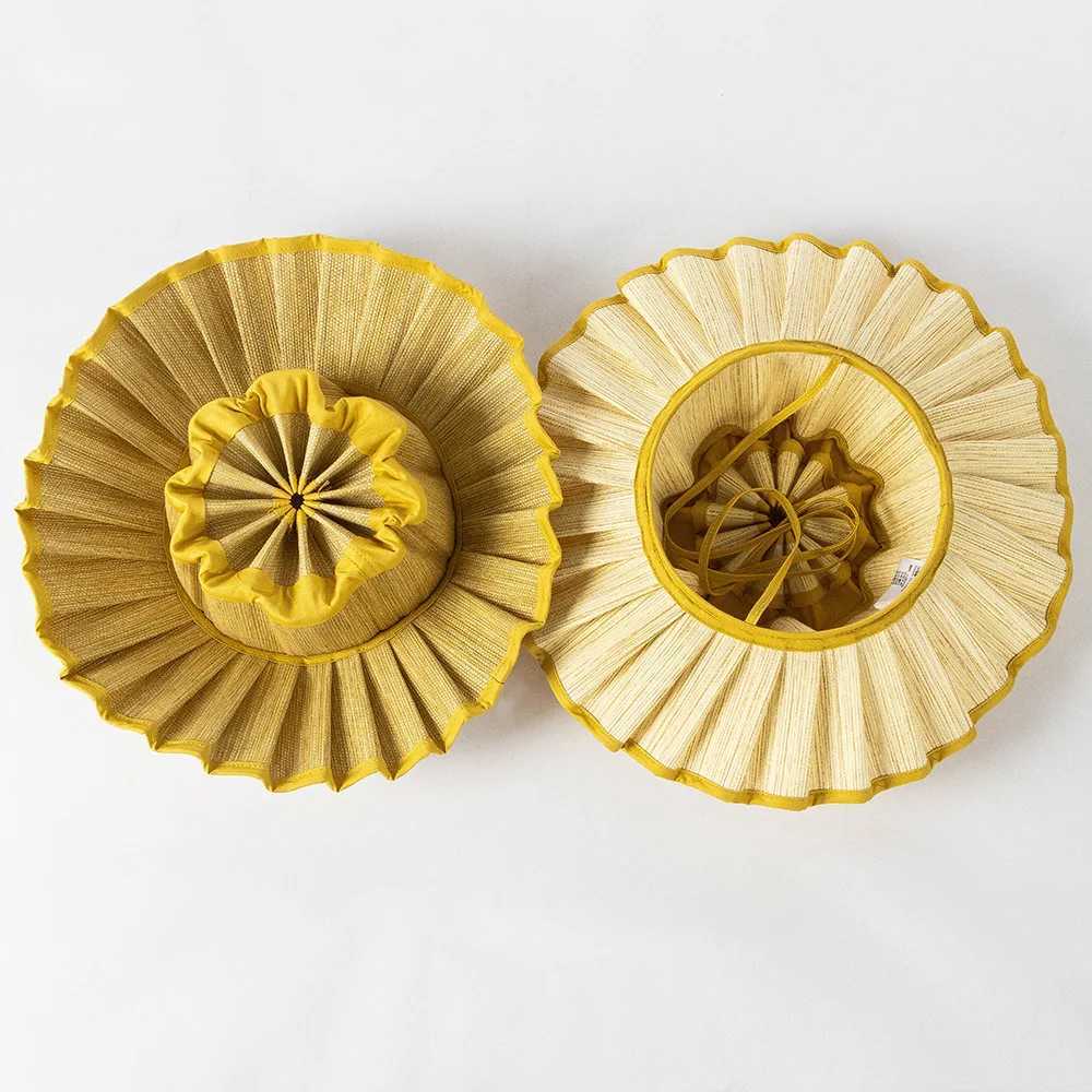 USPOP Fashionable foldable pleated straw hat with large brim waterproof Straw sun hat 2 size available Z250407