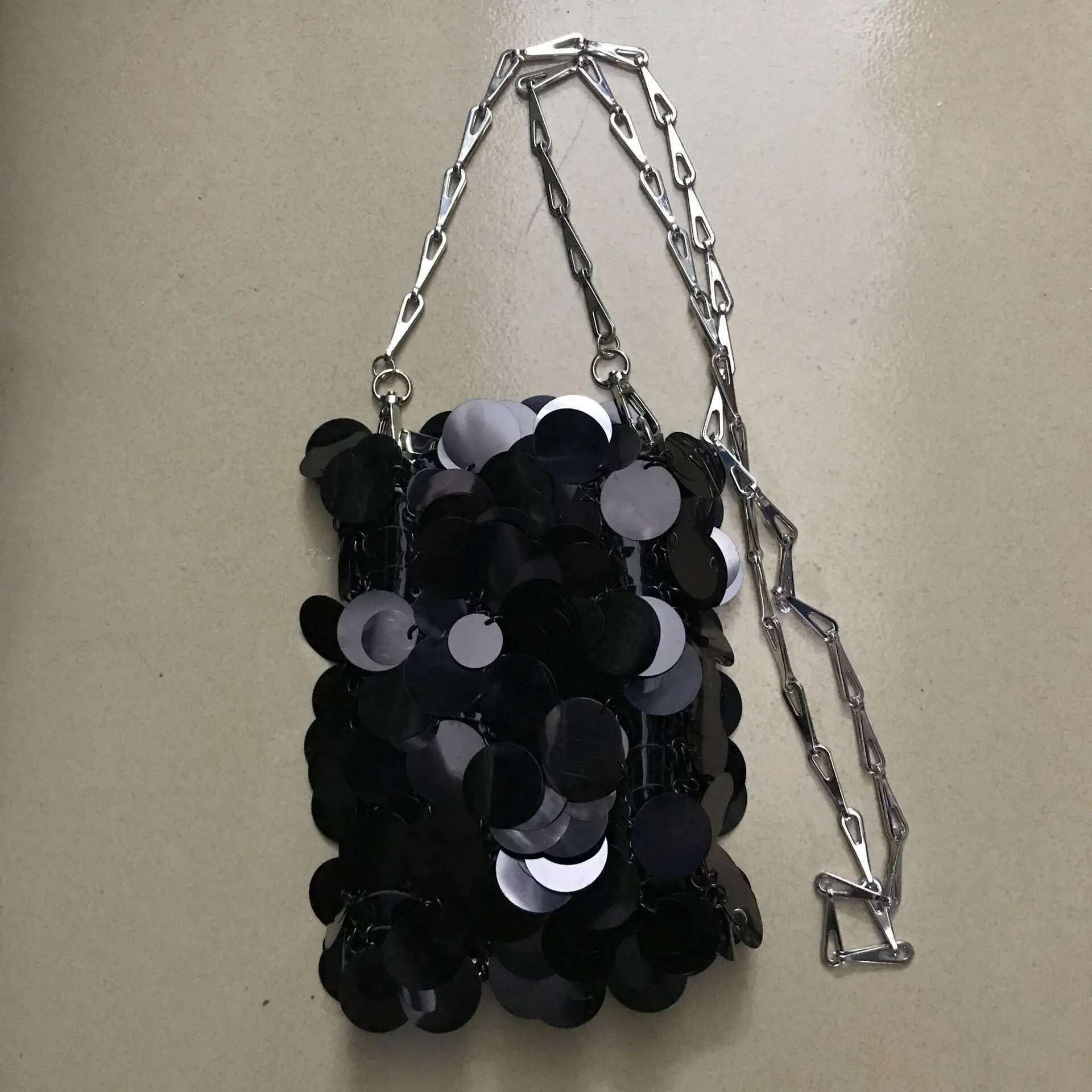 Designer Women Sequins Chain Knitted Glitterbag Evening Bags Clutch Female Travel Holiday Shoulder Bag Handbag