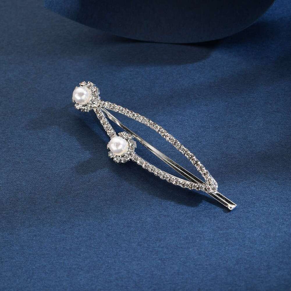 2024 NEW hot selg Korean version rhie hairpin, internet famous bangs duckbill clip, super sparkg full dia pearl edge clip