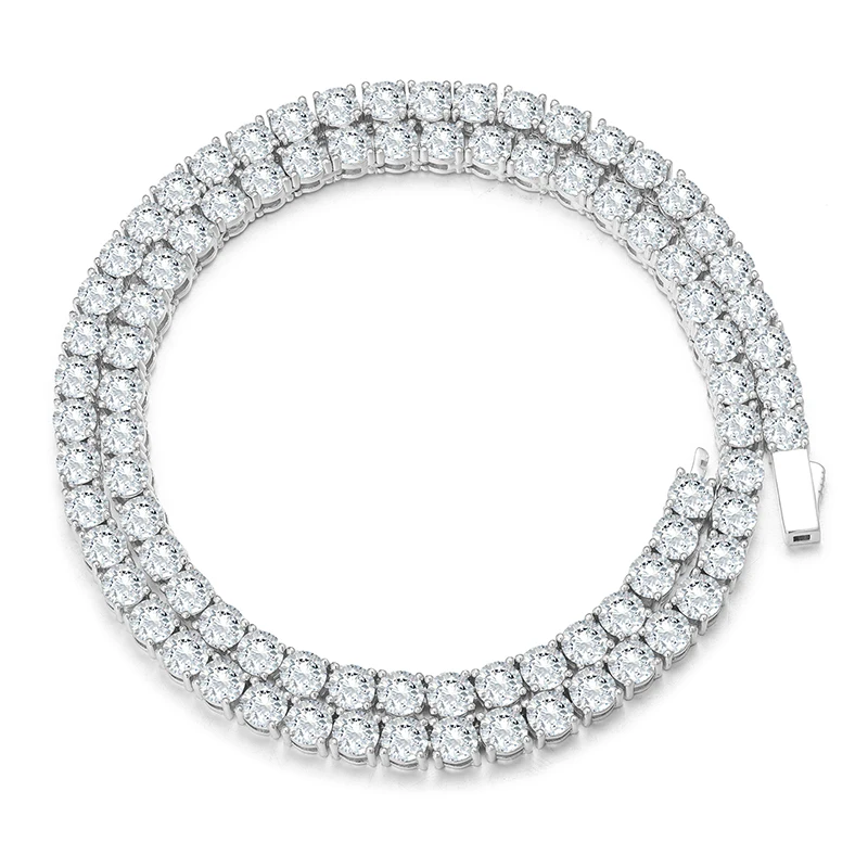 High-Quality VVS1 Iced Out Moissanite Tennis Necklace S925 Sterling Silver Diamond Necklaces For Men Women Pass Diamonds Test