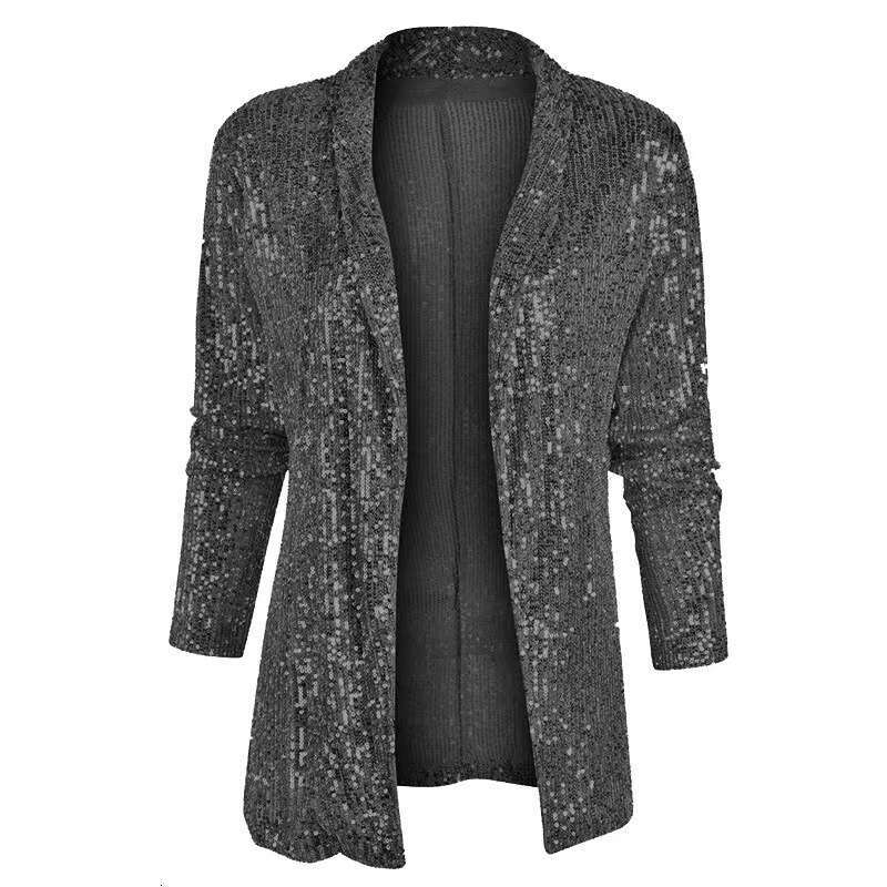 Spring Autumn Cross-Border Trade New Hot-Selling Elegant Solid Color Slim-Fit Casual Sequin Blazer for Women