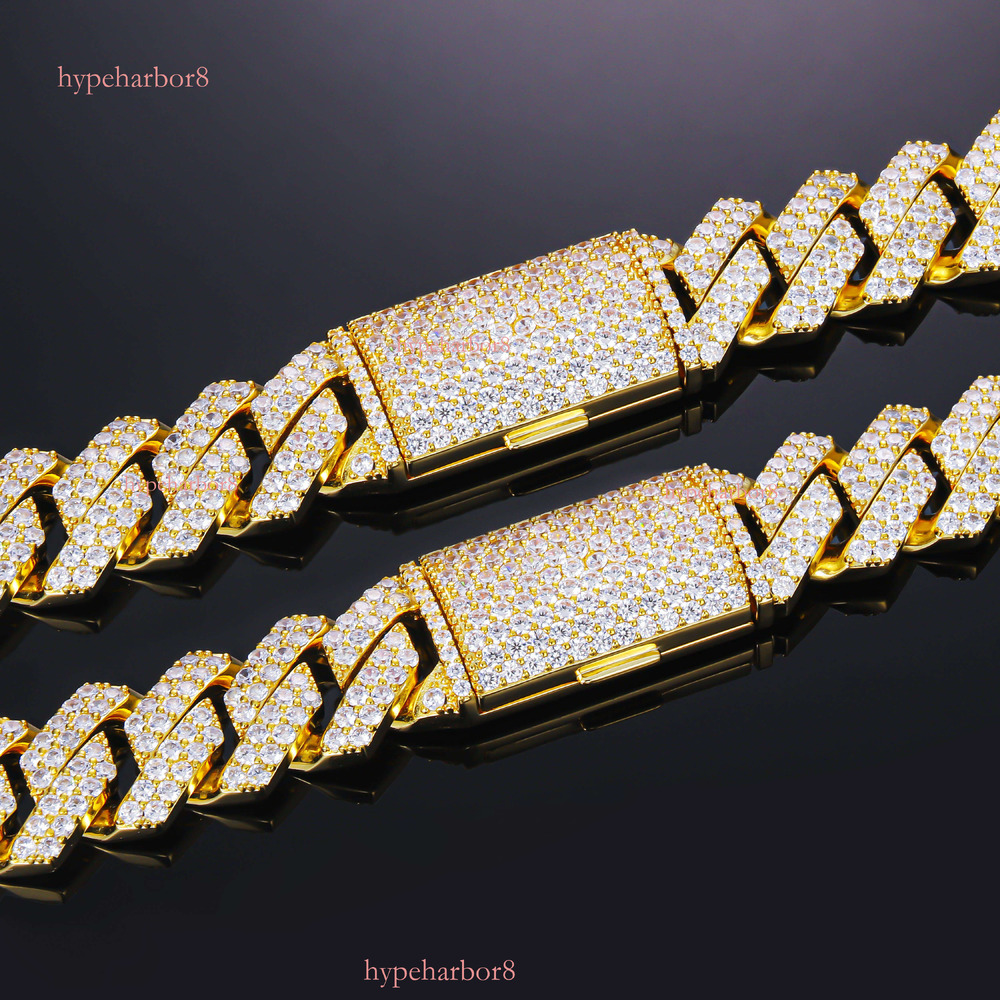 CM 14K Gold Plated Miami New Arrival Hip Hop Cadena Cubana Jewelry Ice Out Men Necklace baguette Cuban Chain
