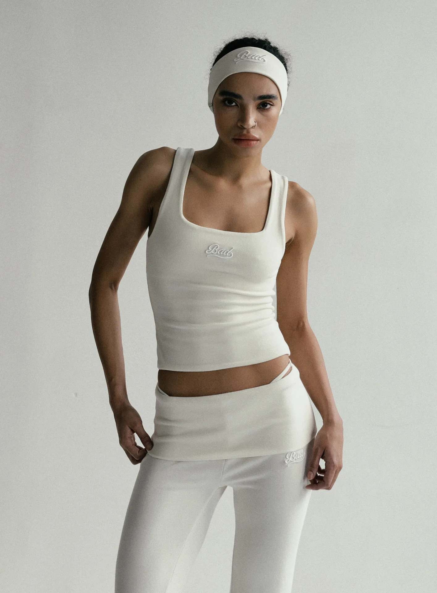 Badblood Soft Square Collar Tank Top Womens Sexy ed Charcoal Grey Sleeveless Short Bottom Shirt Summer 250407