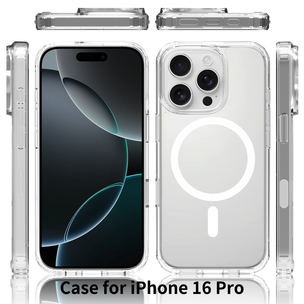 Magnetic Transparent Phone Cases for iPhone 17 Pro Max Air iPhone 16 Plus with Slim Military Grade Drop Protection Rugged Shockproof Protective Cell P