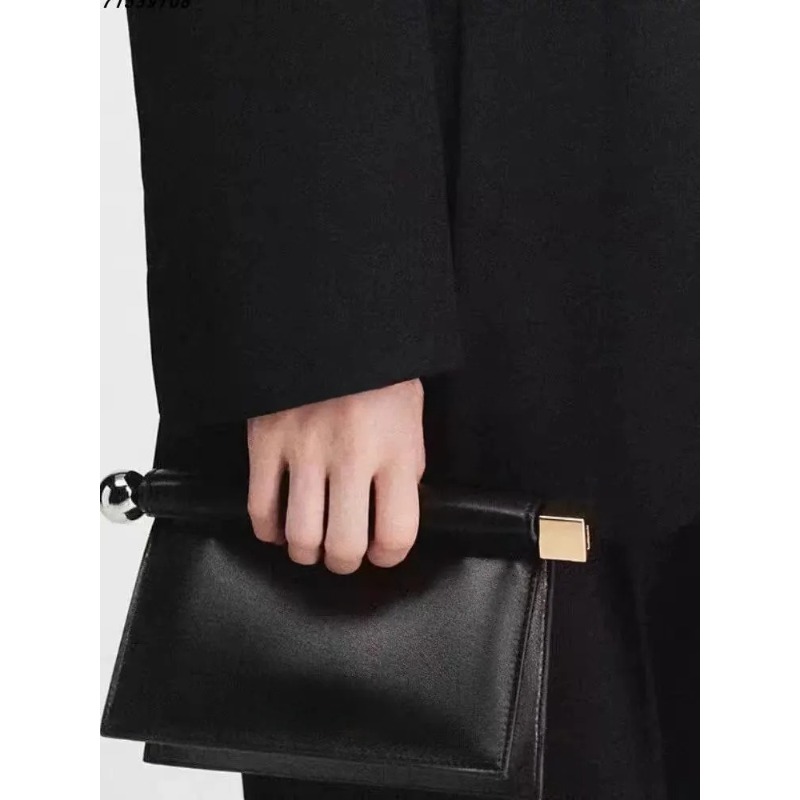 Elegant Genuine Sheep Leather Round Clutch with Silver Chain for Evening Parties & Special Events