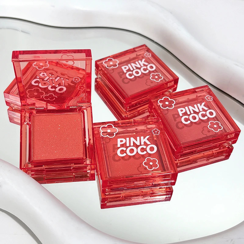 PINKCOCO fine flash soft fog fluffy powder blusher monochrome natural eye shadow single board multipurpose 250325