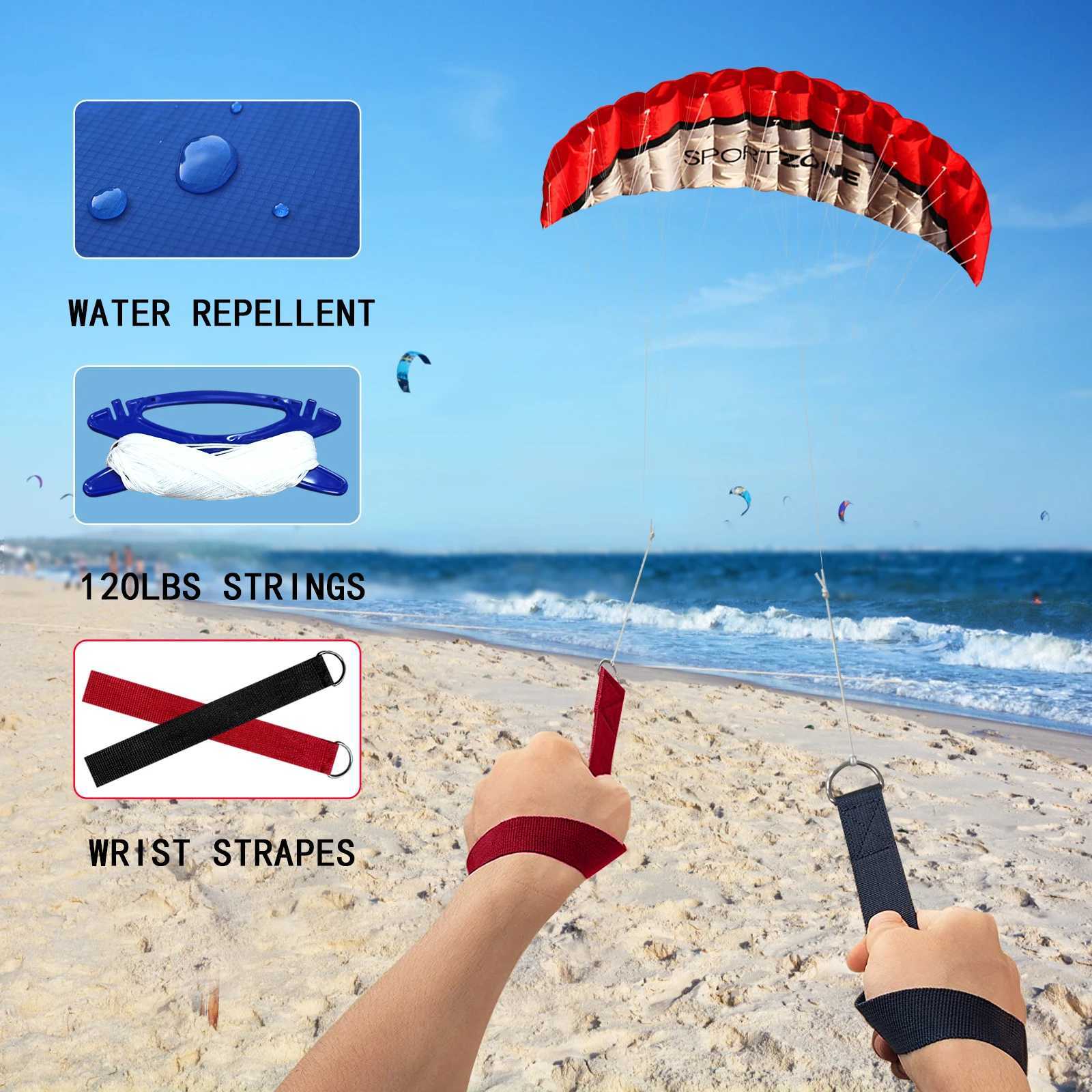 High quality 2.5m double line umbrella foil kite with flying tools power woven sailboat kite rainbow sports beach z250407