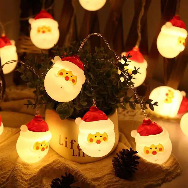 Christmas Decorative String Lights Battery Powered LED Garland Santa Claus Snowman Bear New Years Christmas Party Decor Light W251107