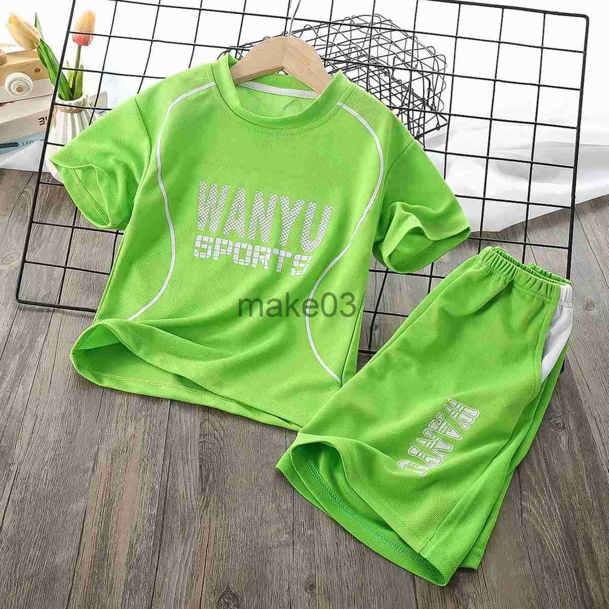 Childrens tennis track and field suit summer short sleeved two-piece 4y-12y childrens sports set boys T-shirt+shorts J250403